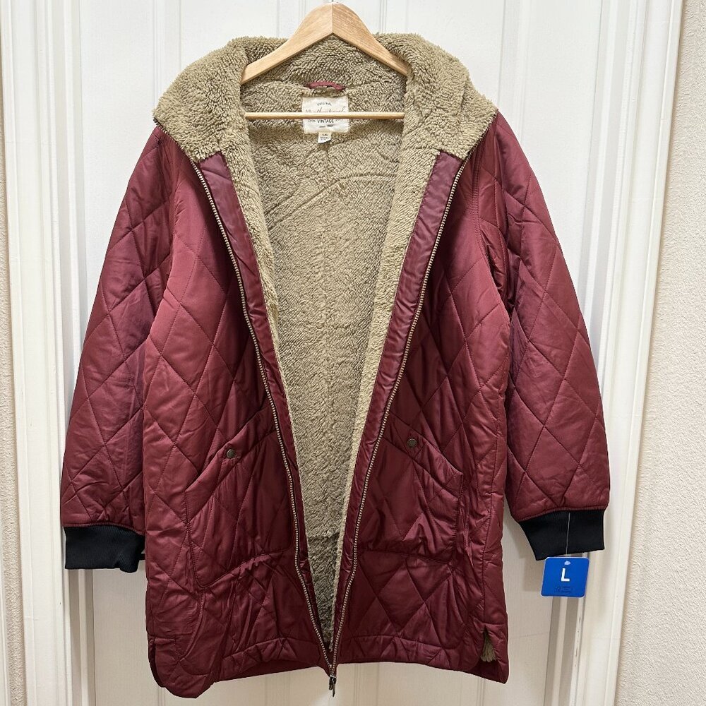 Weatherproof Women's Quilted Parka Jacket Coat Size L Sherpa Lined Warm Cozy NEW